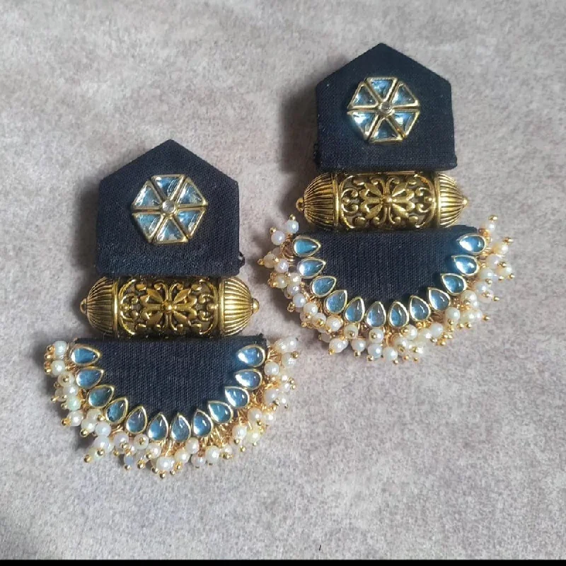 Wedding Stud Earrings-Bajana Lifestyle Gold Plated Kundan Stone And Pearls Women's Handmade Earring