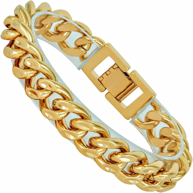 Classic Adjustable Bracelet-14mm Diamond Cut Miami Curb Cuban Link Bracelet