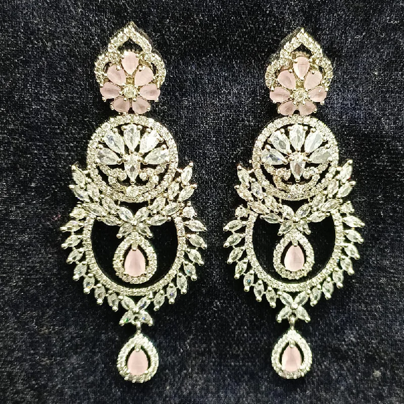 Geometric Stud Earrings-Jain Jewellers Silver Plated AD Dangler Earrings