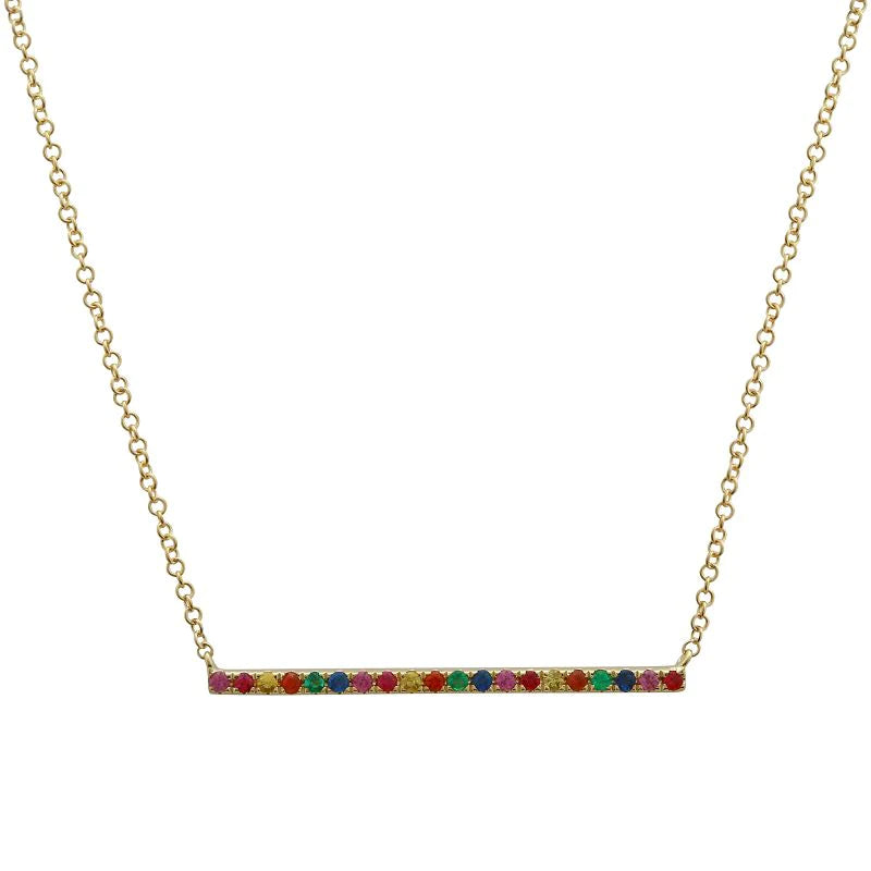 Bohemian Necklace for Women-Rainbow Bar Necklace