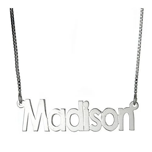 Beaded Necklace with Charms-Better Jewelry Classic Block Letters .925 Sterling Silver Nameplate Necklace