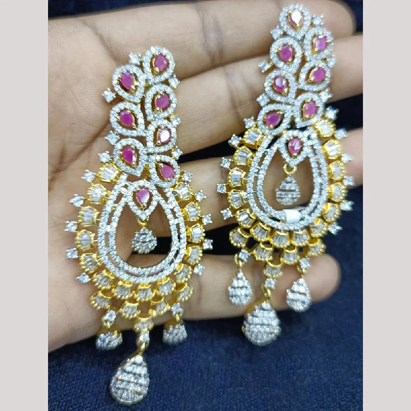 Boho Style Earrings-Jain Jewellers Gold Plated Ad Stone Dangler Earrings