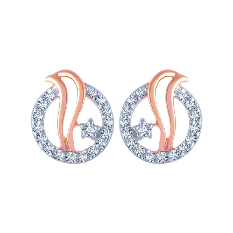 Silver Crystal Earrings-14k (585) Rose Gold And Diamond Stud Earrings For Women