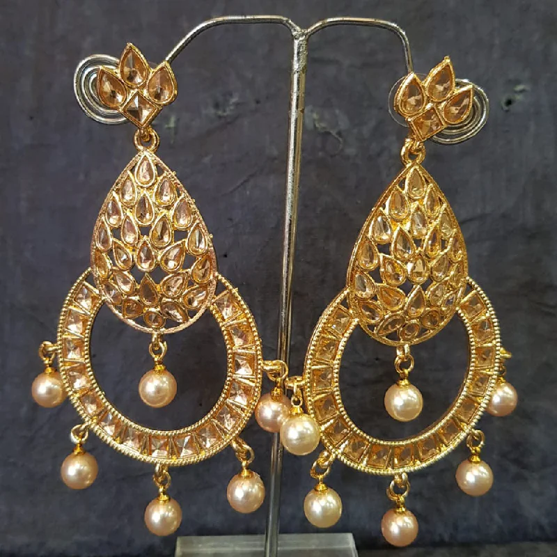 Abstract Drop Earrings-Shreeji Gold Plated Crystal Stone Dangler Earrings