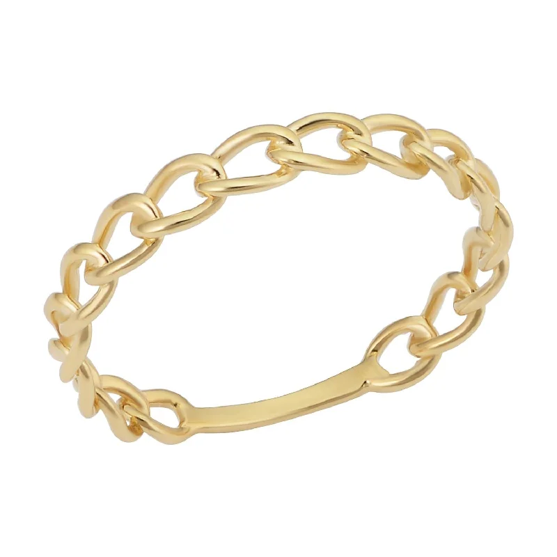 Gold Wedding Ring with Diamonds-10KT Yellow Gold Fashion Curb Link Ring