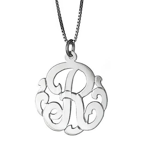 Silver Chain Necklace-Better Jewelry Small .925 Sterling Silver Custom One Letter Monogram Pendant Necklace