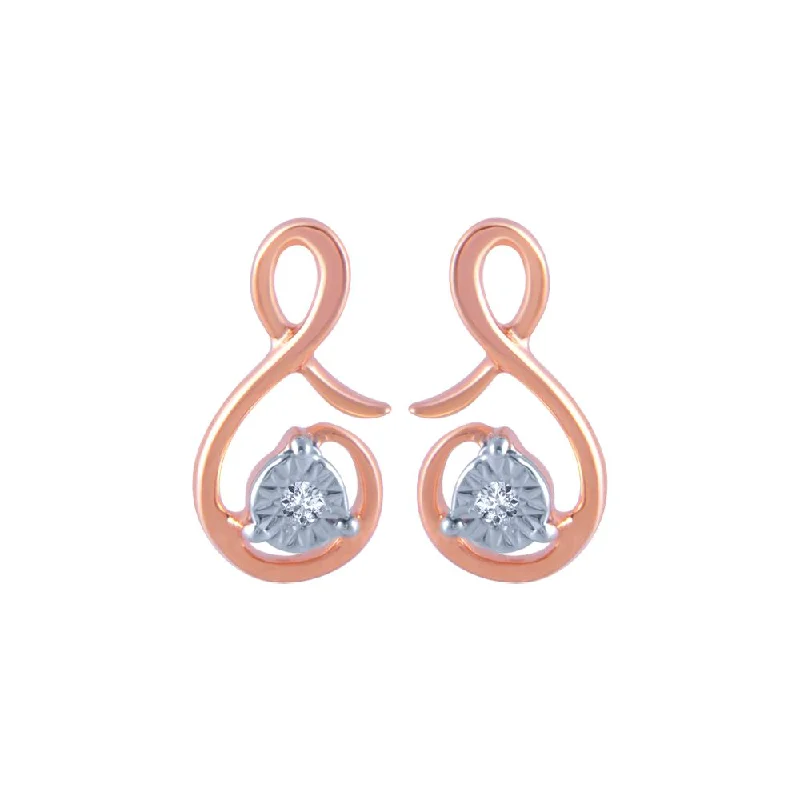 Statement Earrings for Evening-14k (585) Rose Gold And Diamond Stud Earrings For Women