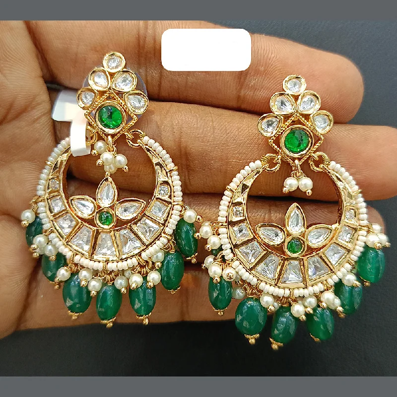 Abstract Shape Earrings-Jain Jewellers Gold Plated Polki Kundan Dangler Earrings