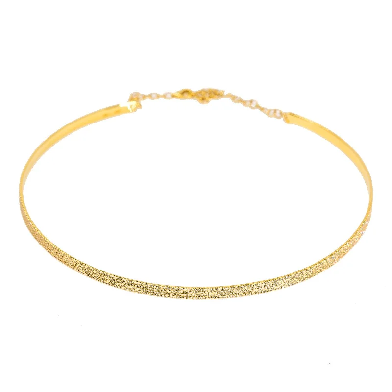 Rose Gold Pendant Necklace-14K Yellow Gold Diamond Choker Necklace W/ VS Diamonds Throughout