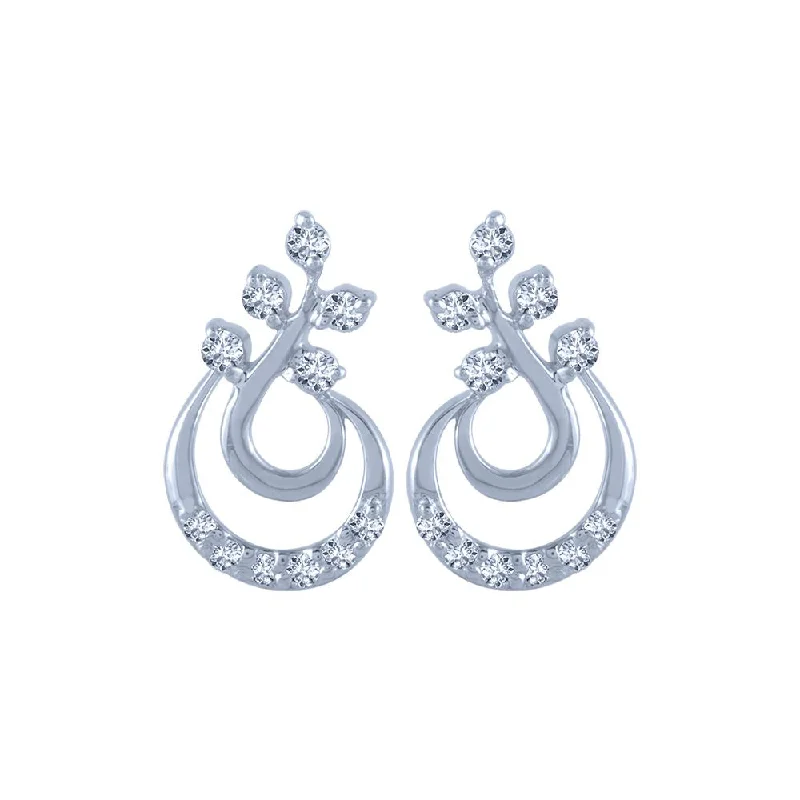 Retro Dangle Earrings-14k (585) White Gold And Diamond Stud Earrings For Women