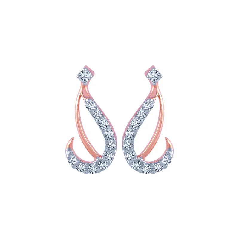 Colorful Drop Earrings-14k (585) Rose Gold And Diamond Stud Earrings For Women